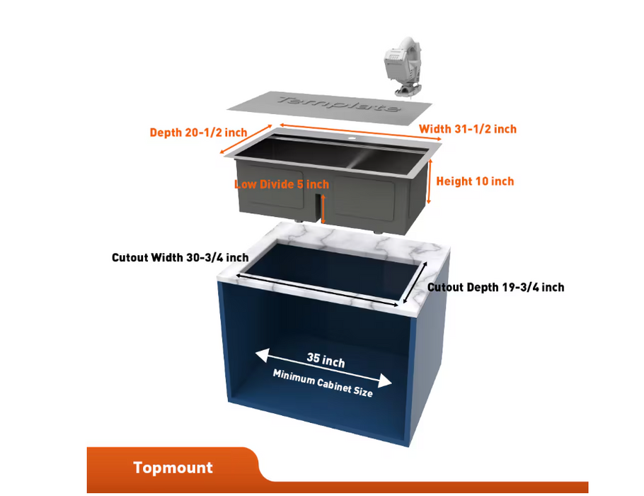 31.5 in. W 1-Hole Double Bowl Rectangular Stainless Steel Dual Mount Kitchen Workstation Sink Combo (NEW)