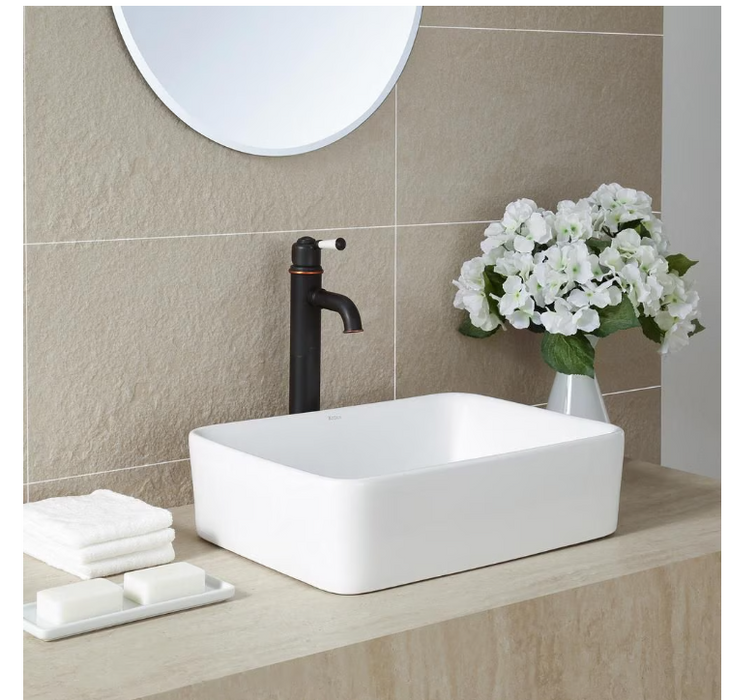 Kraus 19.20-inch x 5.28-inch x 15.20-inch Rectangular Ceramic Bathroom Sink(NEW)