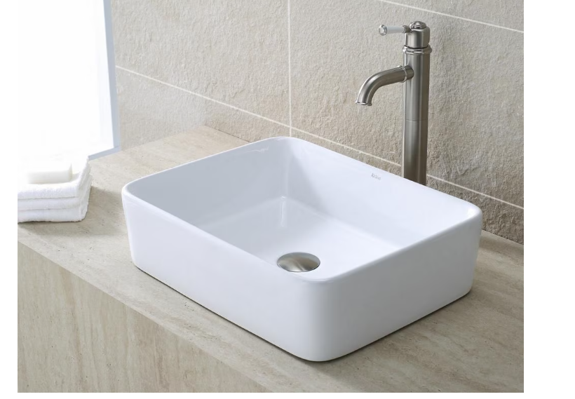 Kraus 19.20-inch x 5.28-inch x 15.20-inch Rectangular Ceramic Bathroom Sink(NEW)