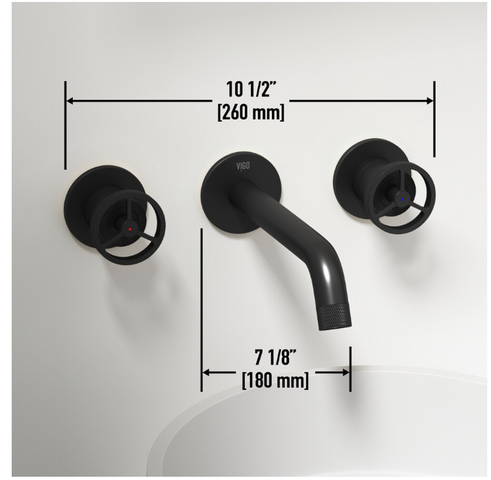 VIGO Cass 2-Handle Wall Mount Bathroom Faucet in Matte Black (NEW)