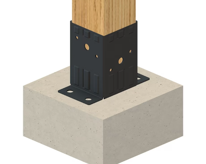 Peak 4-inch x 4-inch Heavy-Duty Steel Bolt Down Post Support in Black