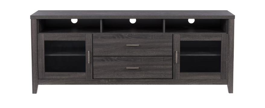 Corliving Hollywood Grey TV Stand with Drawers for TVs up to 80"