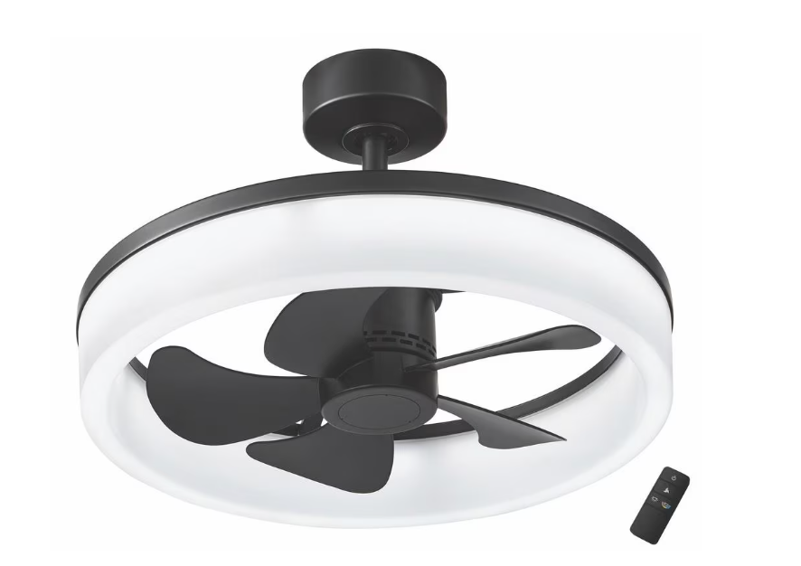 Home Decorators Collection Dialstone 23-inch Indoor/Cover Outdoor Matte Black Ceiling Fan with Integrated CCT LED Light & Remote