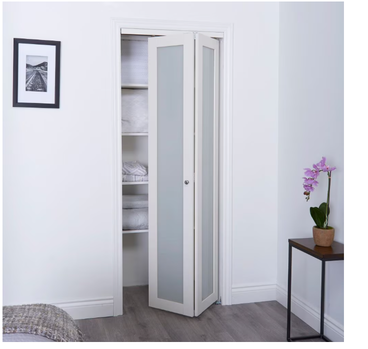 TRUporte 24-inch x 80 1/2-inch Euro Off-White Frosted Glass 1-Lite Bi-fold Closet Door (NEW)