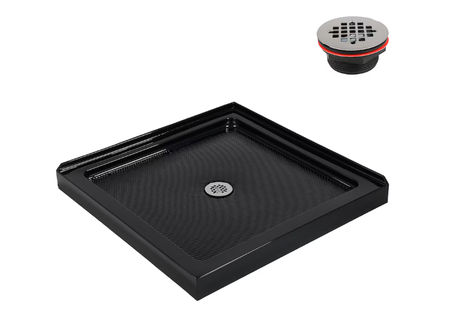 Streamline NT-2241-36BL-CR 36 in. x 36 in. Corner Acrylic Shower Base with Center Drain, Drain Included