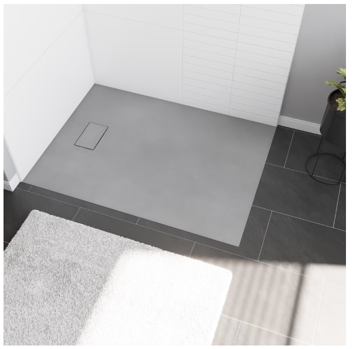 MAAX Stonea 48L x 36W Solid Surface Universal Shower Base in Grey with Concealed End Drain