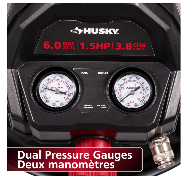 Husky 6 Gal Portable Electric Pancake Air Compressor with 18GA Brad Nailer & Hose (NEW)
