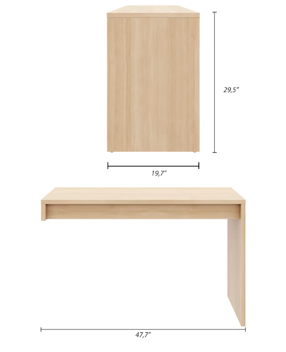 Nexera Reversible Desk Panel For Home Office, Natural Blonde Oak