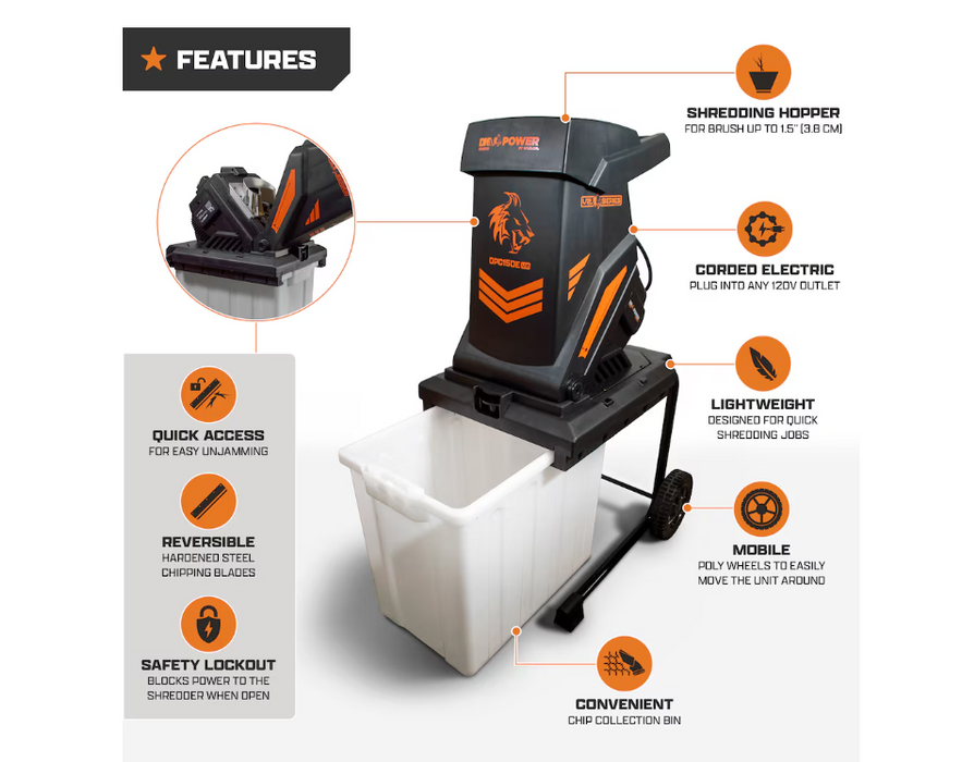 DK2 V2 Series 1.5-Inch Electric Garden Shredder