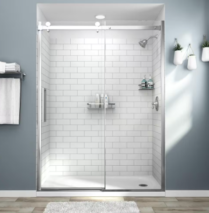 American Standard Passage 32 in. x 60 in. x 72 in. 4-Piece Glue-Up Alcove Shower Wall in White Subway Tile