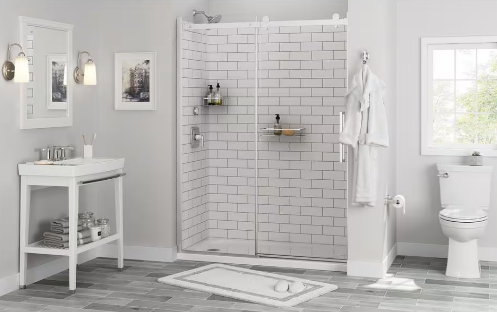 American Standard Passage 32 in. x 60 in. x 72 in. 4-Piece Glue-Up Alcove Shower Wall in White Subway Tile