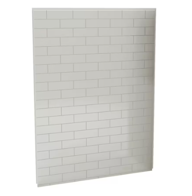 MAAX Utile 60 in. L x 80 in. H Single Back Shower Wall Panel in Metro Soft Grey Glossy Finish Featuring Maintenance-Free Evergrout®