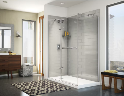 MAAX Utile 60 in. L x 80 in. H Single Back Shower Wall Panel in Metro Soft Grey Glossy Finish Featuring Maintenance-Free Evergrout®