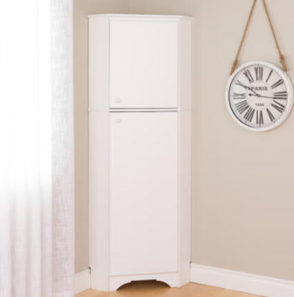 Prepac Elite 72"H 2-Door Corner Storage Cabinet in White (new)