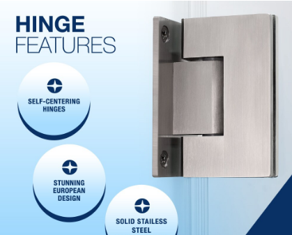 Aston Kinkade XL 22.25 - 22.75" x 80" Frameless Hinged Shower Door with Clear Glass in Stainless Steel