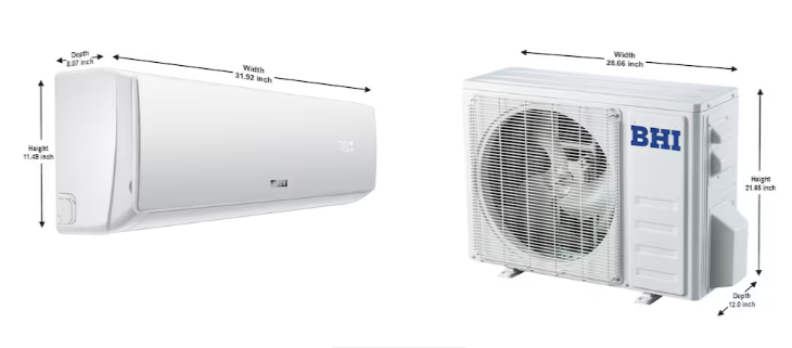 BHI 12,000 BTU SEER2 Inverter Ductless Mini Split Room Air Conditioner with Heat Pump (new)