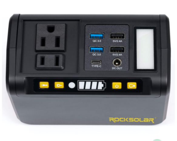 ROCKSOLAR Lithium-Ion Power Pack with LED Lamp, 80W, 88Wh (lightly used)