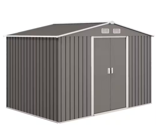 Outsunny 6 ft. x 9 ft. Metal Outdoor Backyard Garden Utility Storage Tool Shed Kit with Spacious Design and Weather Resistant Roof