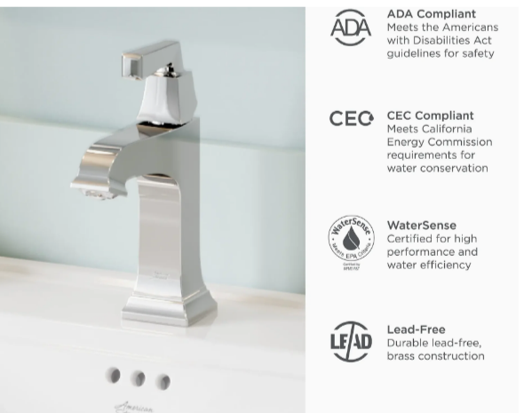 American Standard Town Square® S Single Hole Single-Handle Bathroom Faucet 1.2 gpm/4.5 L/min With Lever Handle (new)