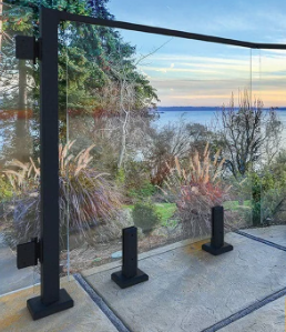 Peak MountainView Glass Deck Railing 42.4-inch H Post in Matte Black Stainless Steel