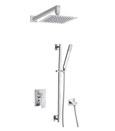 Akuaplus Square Shower Faucet with Sliding Rail in Chrome