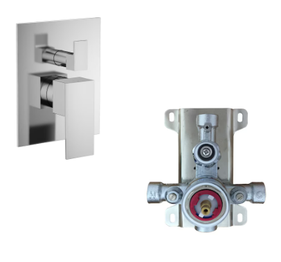 Akuaplus Square Shower Faucet with Sliding Rail in Chrome