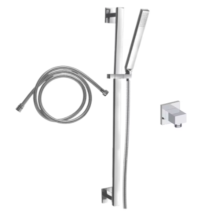 Akuaplus Square Shower Faucet with Sliding Rail in Chrome
