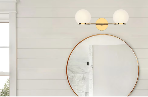 Home Decorators Collection Savina 2-Light LED Bathroom Vanity Light Fixture with Opal Glass and Brushed Gold Finish