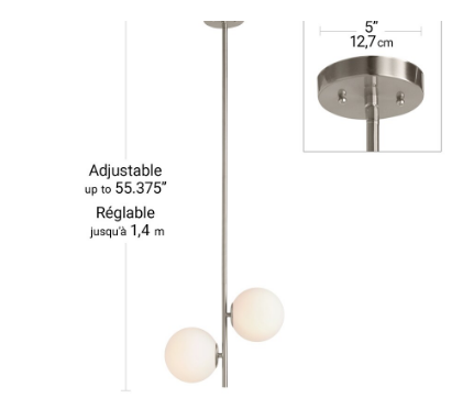 Home Decorators Collection Elisot 2- Light Brushed Nickel Pendant