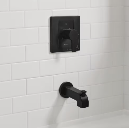 Glacier Bay Modern Single-Handle 1-Spray Tub and Shower Faucet in Matte Black, Valve Included