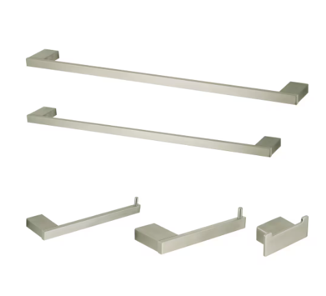 Kingston Brass Metzinger 5-Piece Bath Hardware Set in Brushed Nickel