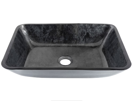 VIGO Donatello 18"L x 13"W x 4"H Onyx Glass Rectangular Vessel Bathroom Sink in Gray