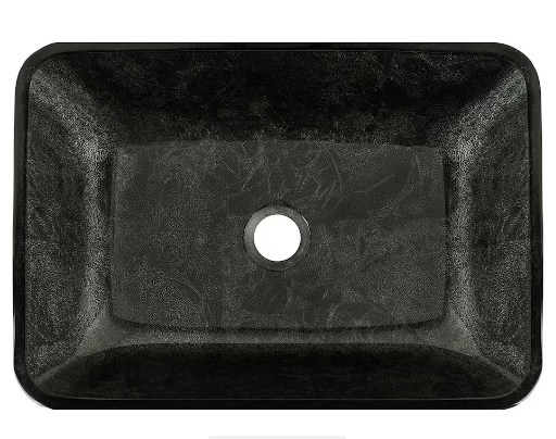 VIGO Donatello 18"L x 13"W x 4"H Onyx Glass Rectangular Vessel Bathroom Sink in Gray