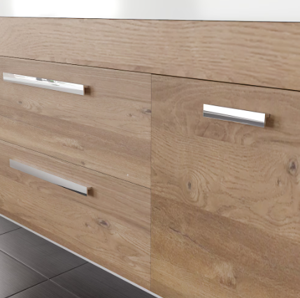 Eviva Lugano 72 in. Natural Oak Wall Mount Double Sink Bath Vanity with Acrylic Top and Integrated Sinks