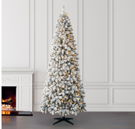 Home Accents Holiday 9ft. Pre-Lit 550L LED Wesley Slim Flocked