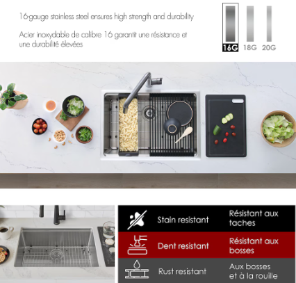 Stylish Dual-Mount 31 inch Stainless Steel Single Bowl Kitchen Sink