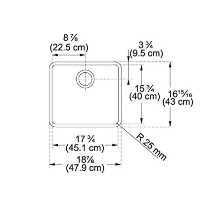 Franke KBX110-18 Kubus 15-Inch X 17-Inch Single Bowl Undermount Kitchen Sink