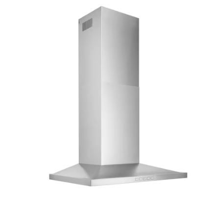 Broan-NuTone 30-inch Low Profile Pyramid Chimney Wall Mount Range Hood, 450 MAX Blower CFM in Stainless Steel Non-Duct Kit Separate