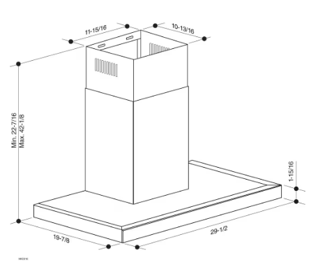 Broan-NuTone 30-inch T-Style Chimney Wall Mount Range Hood 450 MAX Blower CFM Stainless Steel & Black Glass