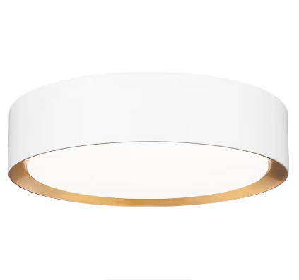Z-Lite Kawan 1 Light Flush Mount in Matte White + Modern Gold