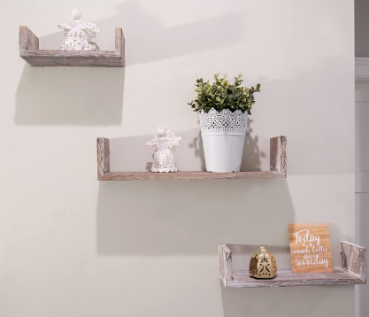 Floating U-Shaped Wooden Shelves