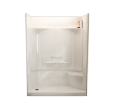 MAAX Essence 60L x 34W x 80H in. 2-in-1 Shower Kit - Shower Stall with Left Drain Shower Base and Shower Wall (No Door)