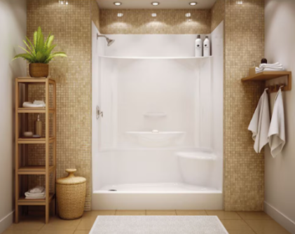 MAAX Essence 60L x 34W x 80H in. 2-in-1 Shower Kit - Shower Stall with Left Drain Shower Base and Shower Wall (No Door)