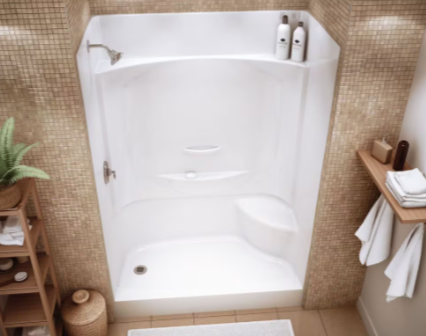 MAAX Essence 60L x 34W x 80H in. 2-in-1 Shower Kit - Shower Stall with Left Drain Shower Base and Shower Wall (No Door)