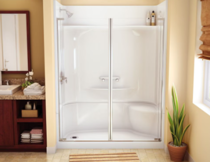 MAAX Essence 60L x 34W x 80H in. 2-in-1 Shower Kit - Shower Stall with Left Drain Shower Base and Shower Wall (No Door)