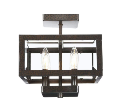 Oxide Brass Semi-Flush Mount Fixture