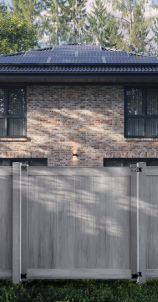Creative Surfaces® 6' x 6' Pre-Assembled Vinyl Woodgrain Self-Closing Fence Gate Hazy Grey (New)