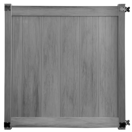 Creative Surfaces® 6' x 6' Pre-Assembled Vinyl Woodgrain Self-Closing Fence Gate Hazy Grey (New)