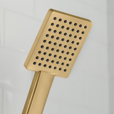 Modern 8-inch 1-Function Wall Mount Rectangle Handshower & Showerhead Kit in Matte Gold (New)