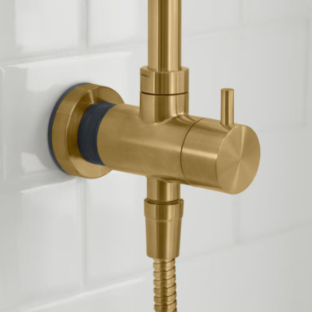 Modern 8-inch 1-Function Wall Mount Rectangle Handshower & Showerhead Kit in Matte Gold (New)